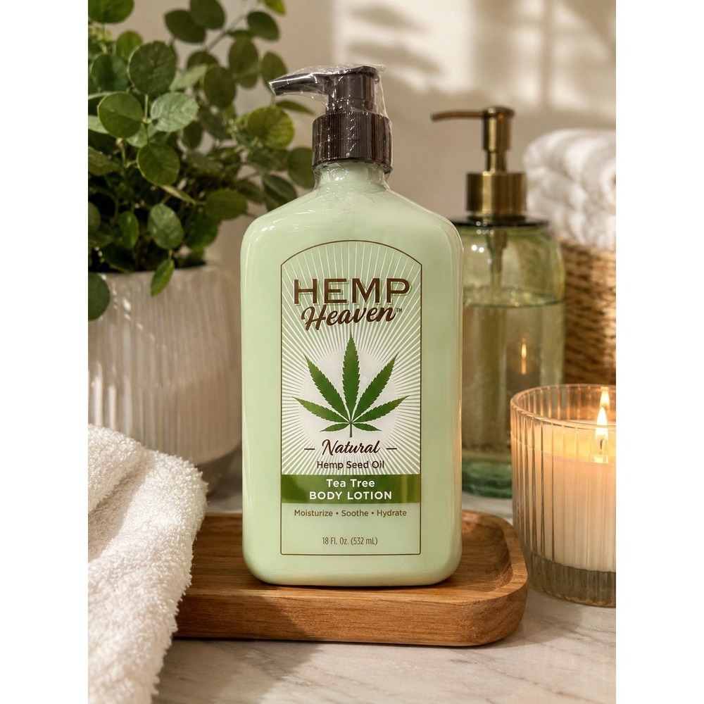 Hemp Heaven Tea Tree Hemp Seed Oil Body Lotion 18oz Spa Self Care